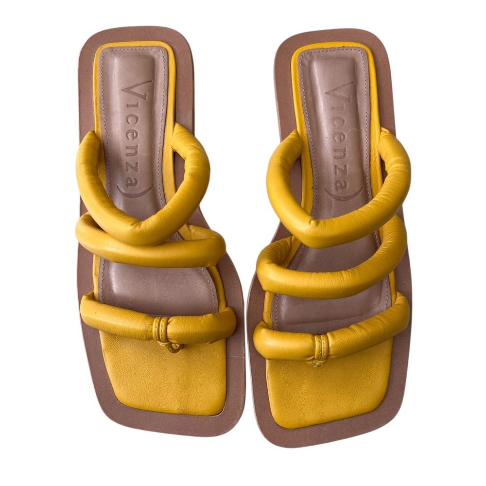 Vicenza Anthropologie YELLOW Puffy Sandals Womens Size 6